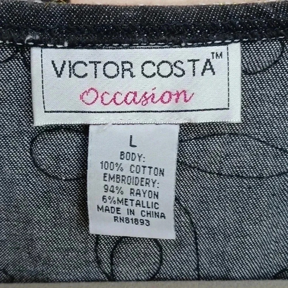 Victor Costa Occasion black denim and gold trim jacket L - Picture 2 of 6